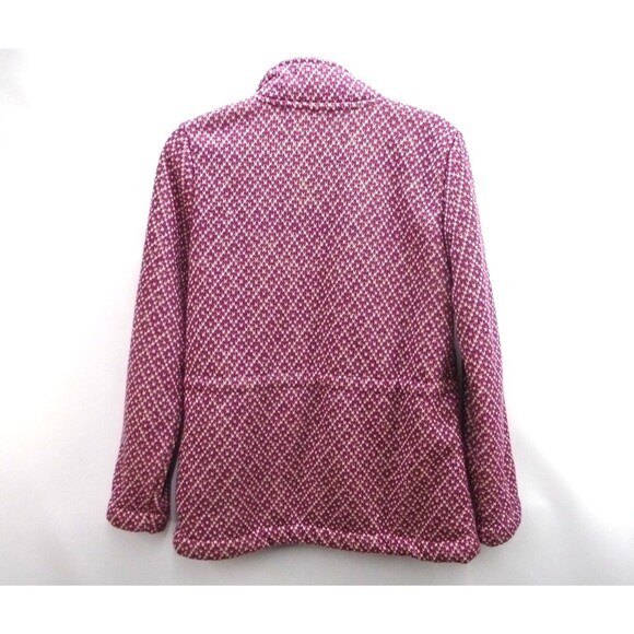 LL Bean Womens Size M Diamond Jacquard Anorak Full Zip Fleece Jacket 296574 - Picture 11 of 11